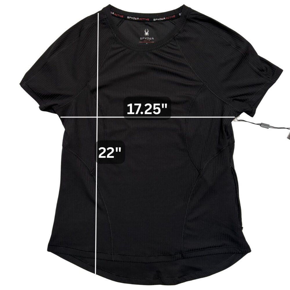 SPYDER ACTIVE Ribbed Ottoman Short Sleeve Crew Neck Top - Black - Small - NWT - Picture 10 of 10